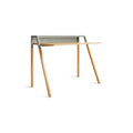 Cant Desk by Blu Dot in White Oak Grey Green, three-quarter view