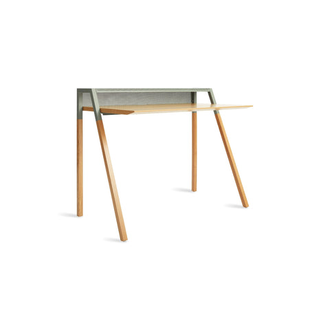 Cant Desk by Blu Dot in White Oak Grey Green, three-quarter view