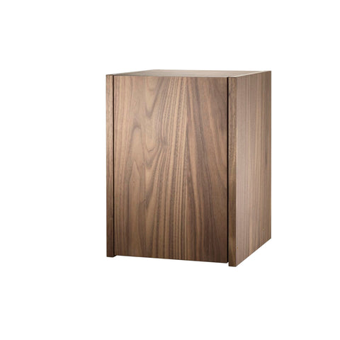 String® System Tiny Cabinet in walnut finish, compact modular shelving component with swing door