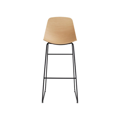 Clean Cut Barstool With Sled Leg by Blu Dot in White Oak, barstool height, low front view