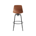 Clean Cut Swivel Stool by Blu Dot in Walnut, barstool height, low front view
