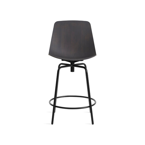 Clean Cut Swivel Stool by Blu Dot in Oblivion, counter stool height, low front view
