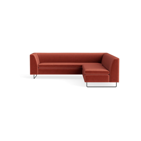 bonnie and clyde modern sectional sofa by Blu Dot in tomato velvet