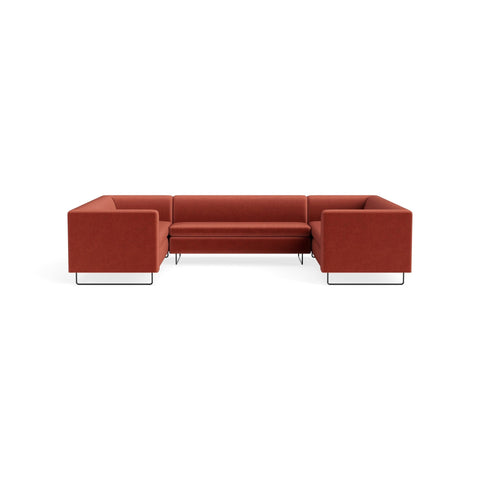 Bonnie and Clyde U-Shaped Sectional Sofa by Blu Dot in Tomato Velvet, upholstery detail
