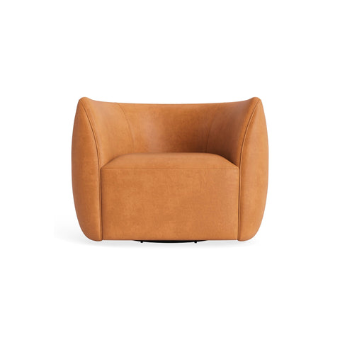 Council Swivel Lounge Chair by Blu Dot in Butterscotch Leather, material detail