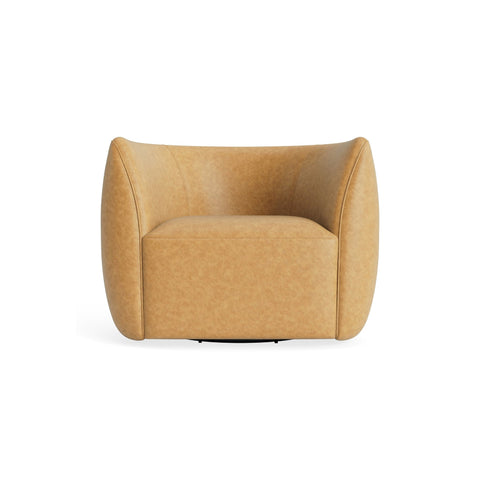 Council Swivel Lounge Chair by Blu Dot in Camel Leather, material detail