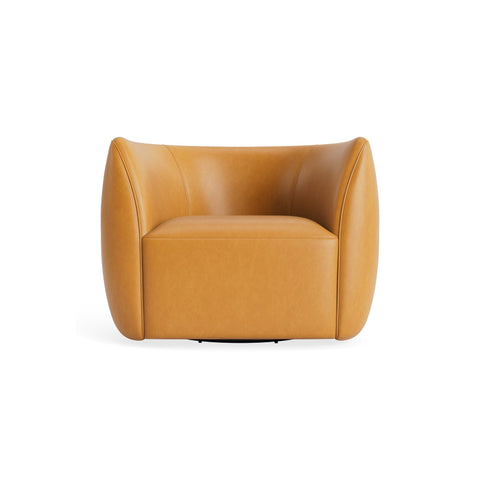 Council Swivel Lounge Chair by Blu Dot in Canyon Leather, material detail