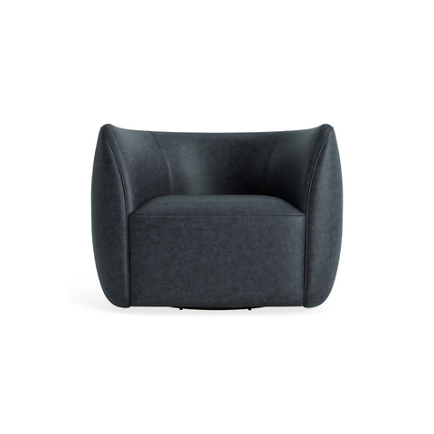 Council Swivel Lounge Chair by Blu Dot in Ink Leather, material detail
