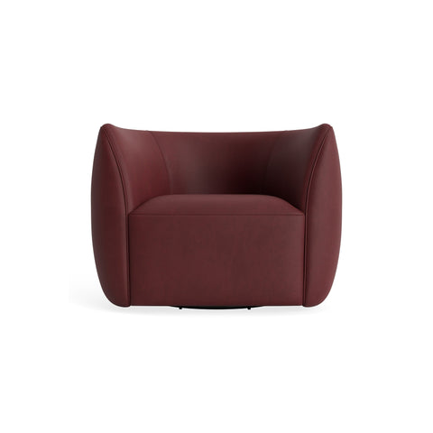 Council Swivel Lounge Chair by Blu Dot in Oxblood Leather, material detail