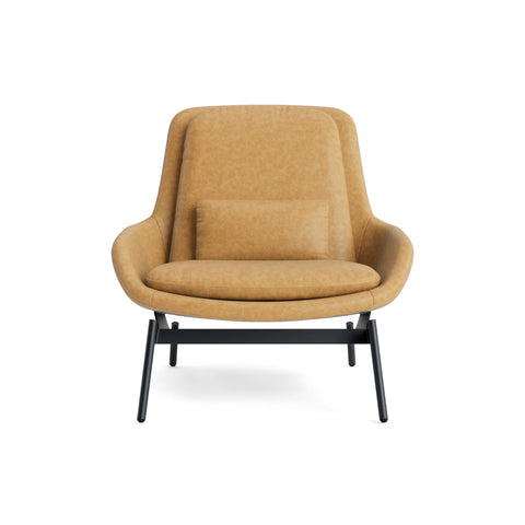 Field Lounge Chair upholstered in Camel Leather with black frame