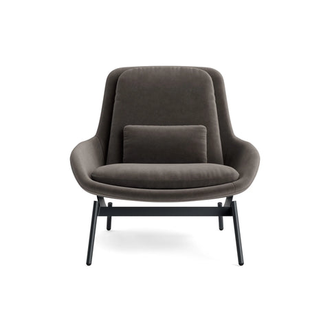 Field Lounge Chair upholstered in Storm Velvet fabric with black frame