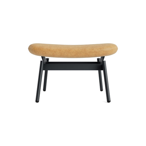 Field Ottoman by Blu Dot in Camel Leather, upholstery detail