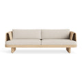 Loophole Outdoor 3 Seat Sofa by Blu Dot in all-weather rattan with Sunbrella Stucco cushions, front view
