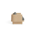 Loophole Outdoor 3 Seat Sofa by Blu Dot in Toohey Charcoal, side view showing rattan frame profile