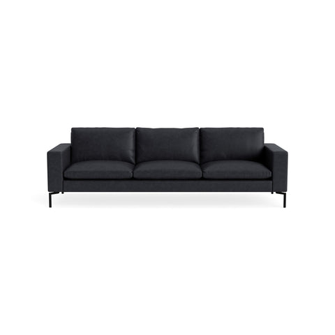 New Standard 104" Sofa by Blu Dot in Granite Leather with Black legs, upholstery detail