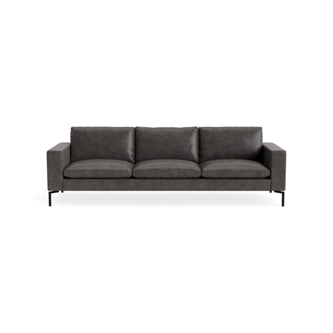 New Standard 104" Sofa by Blu Dot in Slate Leather with Black legs, upholstery detail