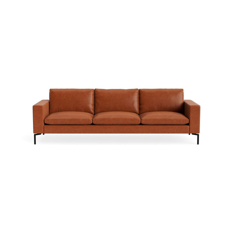 New Standard 104" Sofa by Blu Dot in Toffee Leather with Black legs, upholstery detail