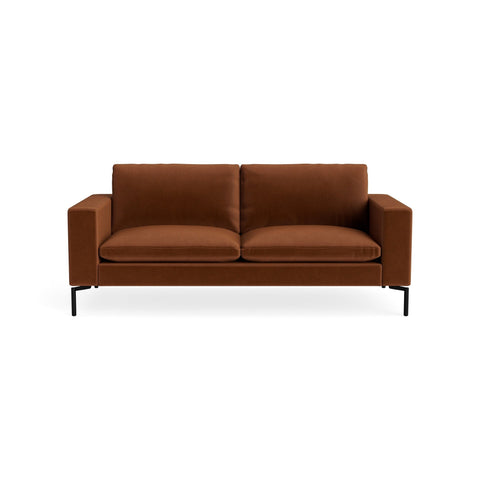 New Standard 78" Sofa by Blu Dot in Copper Velvet with Black legs, upholstery detail