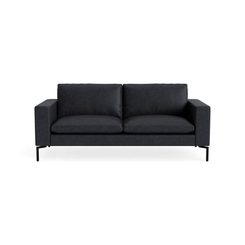 New Standard 78" Sofa by Blu Dot in Granite Leather with Black legs, upholstery detail