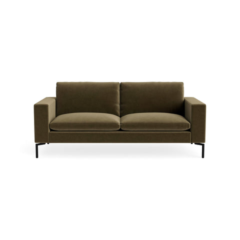 New Standard 78" Sofa by Blu Dot in Moss Velvet with Black legs, upholstery detail