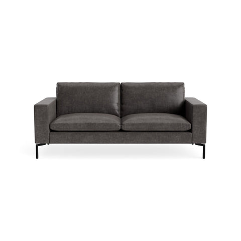 New Standard 78" Sofa by Blu Dot in Slate Leather with Black legs, upholstery detail