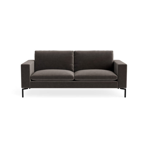 New Standard 78" Sofa by Blu Dot in Storm Velvet with Black legs, upholstery detail