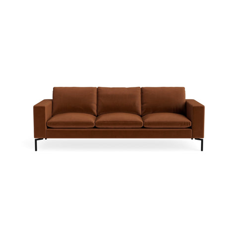 New Standard 92" Sofa by Blu Dot in Copper Velvet with Black legs, upholstery detail