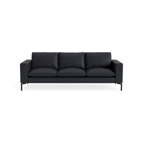 New Standard 92" Sofa by Blu Dot in Granite Leather with Black legs, upholstery detail