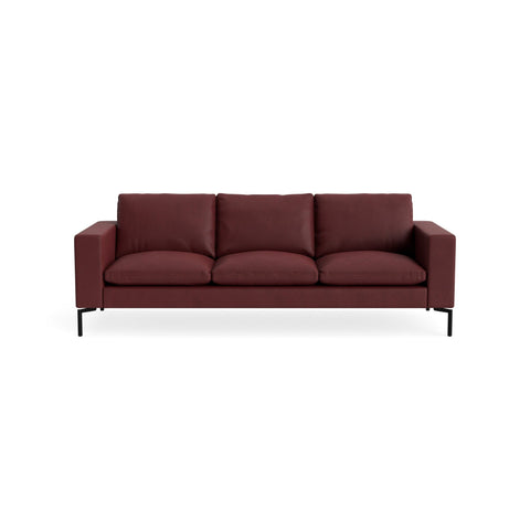 New Standard 92" Sofa by Blu Dot in Oxblood Leather with Black legs, upholstery detail