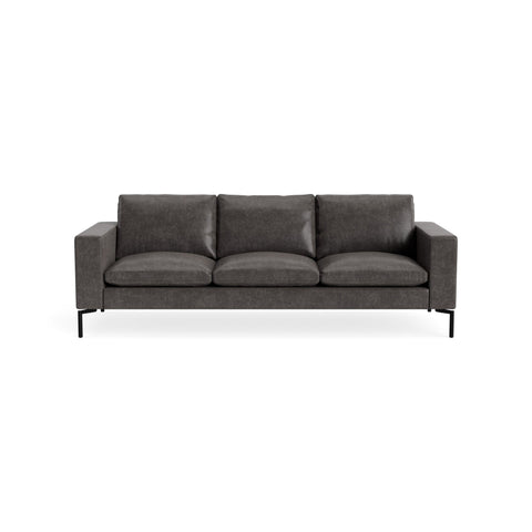 New Standard 92" Sofa by Blu Dot in Slate Leather with Black legs, upholstery detail