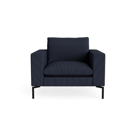 New Standard Lounge Chair by Blu Dot in Kvadrat Autumn Navy with Black legs, upholstery detail
