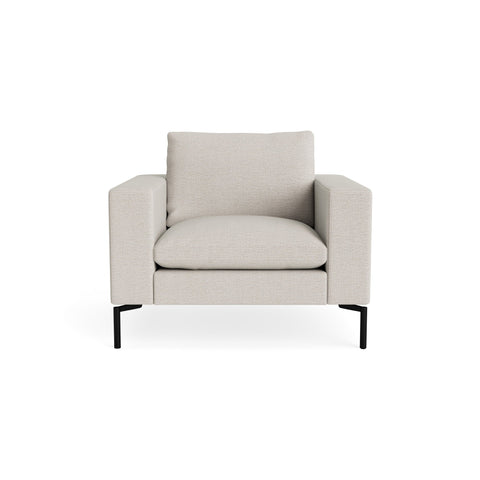 New Standard Lounge Chair by Blu Dot in Slyvan Bone with Black legs, upholstery detail