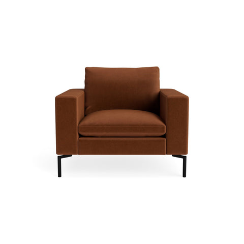 New Standard Lounge Chair by Blu Dot in Copper Velvet with Black legs, upholstery detail