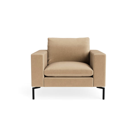New Standard Lounge Chair by Blu Dot in Camel Velvet with Black legs, upholstery detail