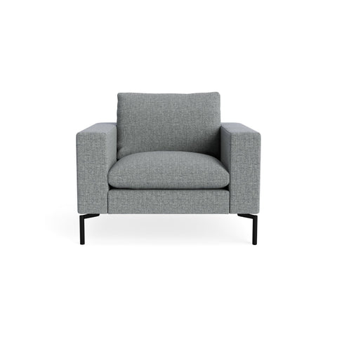 New Standard Lounge Chair by Blu Dot in Kvadrat Guest Grey Blue with Black legs, upholstery detail
