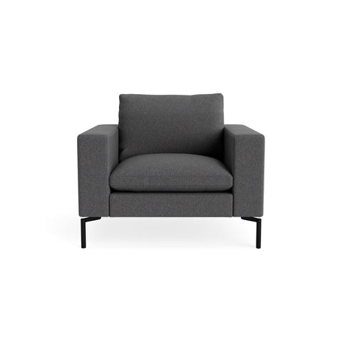 New Standard Lounge Chair by Blu Dot in Gabro Grey with Black legs, upholstery detail