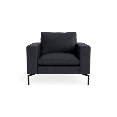 New Standard Lounge Chair by Blu Dot in Granite Leather with Black legs, upholstery detail