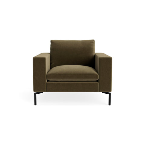 New Standard Lounge Chair by Blu Dot in Moss Velvet with Black legs, upholstery detail