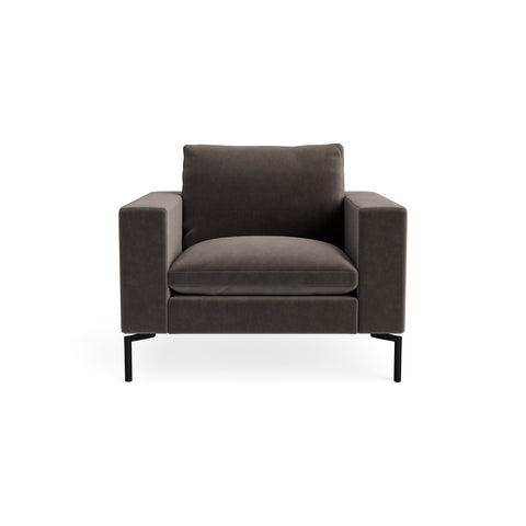 New Standard Lounge Chair by Blu Dot in Storm Velvet with Black legs, upholstery detail