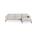 New Standard Sofa with Chaise by Blu Dot in Slyvan Bone with Black legs, right-facing, upholstery detail