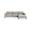 New Standard Sofa with Chaise by Blu Dot in Maharam Mode In Clavicle with Black legs, right-facing, upholstery detail