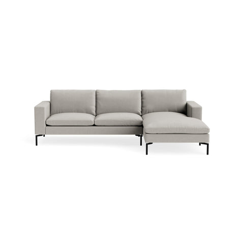 New Standard Sofa with Chaise by Blu Dot in Maharam Mode In Clavicle with Black legs, right-facing, upholstery detail