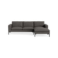 New Standard Sofa with Chaise by Blu Dot in Kelso Charcoal with Black legs, right-facing, upholstery detail