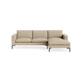 New Standard Sofa with Chaise by Blu Dot in Kelso Camel with Black legs, right-facing, upholstery detail