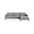 New Standard Sofa with Chaise by Blu Dot in Kvadrat Guest Grey Blue with Black legs, right-facing, upholstery detail