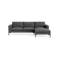New Standard Sofa with Chaise by Blu Dot in Gabro Grey with Black legs, right-facing, upholstery detail