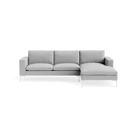 New Standard Sofa with Chaise by Blu Dot in Maharam Mode In Intaglio with White legs, right-facing, upholstery detail