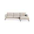 New Standard Sofa with Chaise by Blu Dot in Landa Stone with Black legs, right-facing, upholstery detail