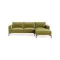 New Standard Sofa with Chaise by Blu Dot in Loden Green and Velvet with Black legs, right-facing, upholstery detail