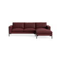 New Standard Sofa with Chaise by Blu Dot in Oxblood Leather with Black legs, right-facing, upholstery detail